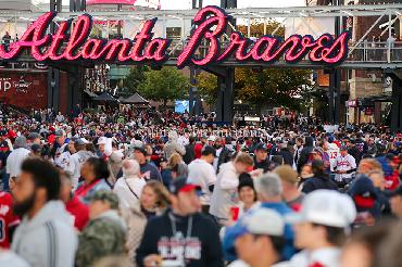 Braves fans lined up in Braves Country