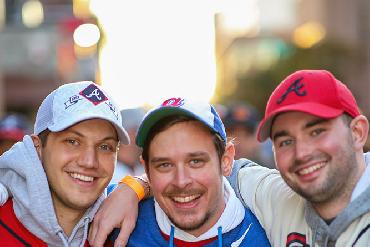 Friends Pose in Braves Country