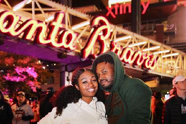 Couple Poses in Braves Country