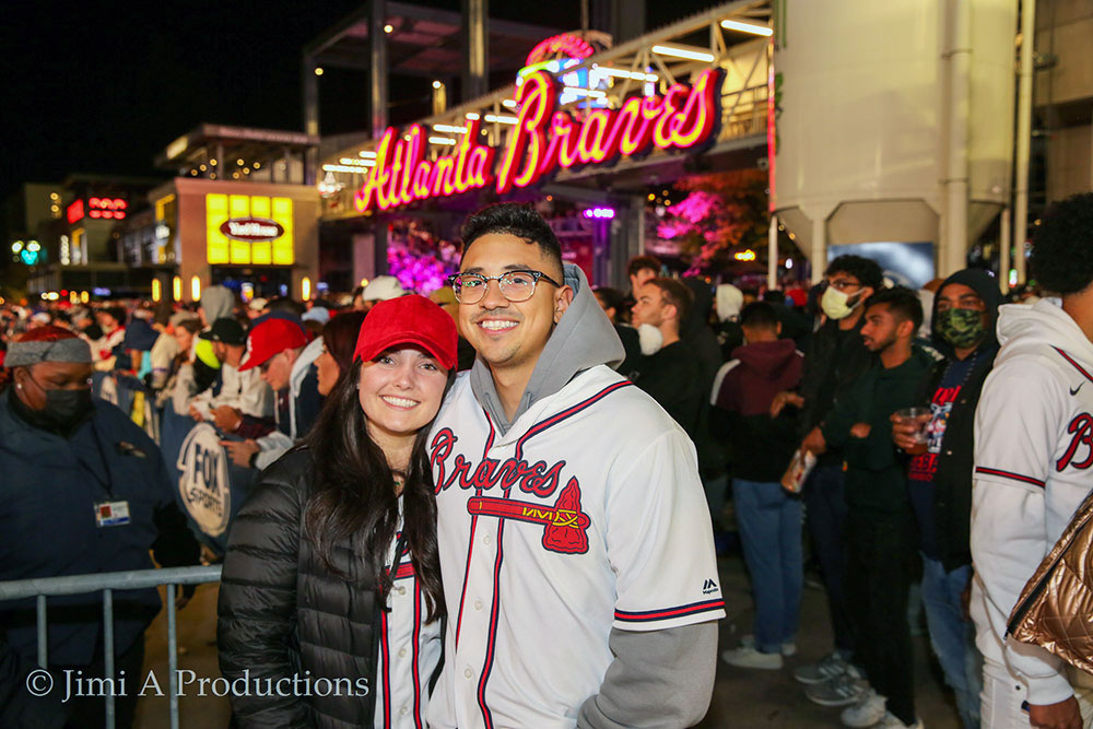 Couple Smiles in Braves Country