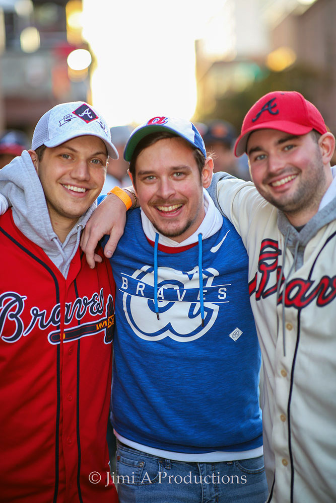 Friends Pose in Braves Country