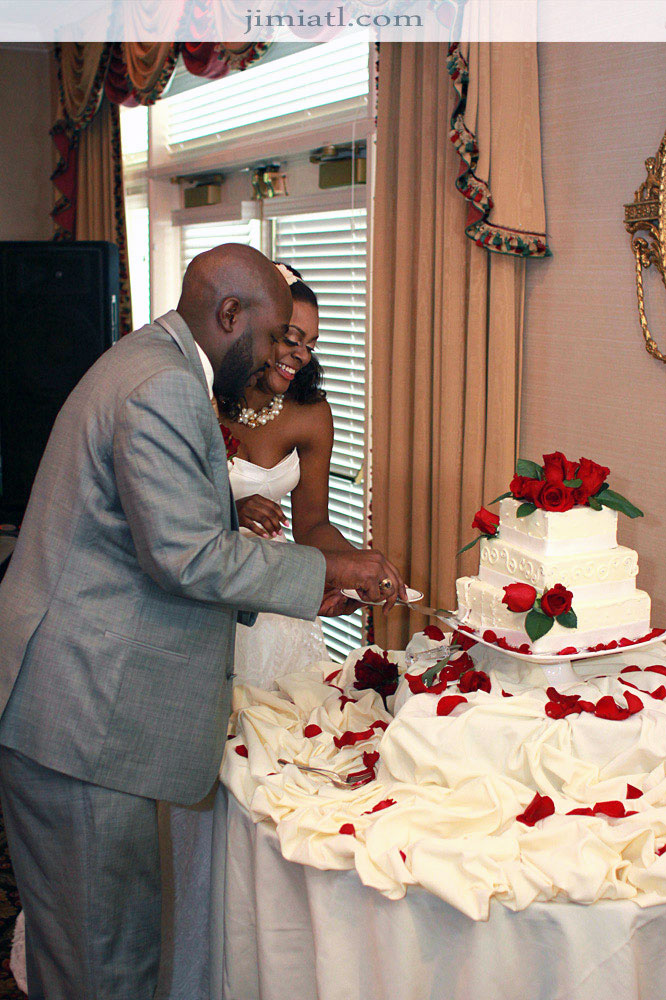 Bride and Groom Cut Cake