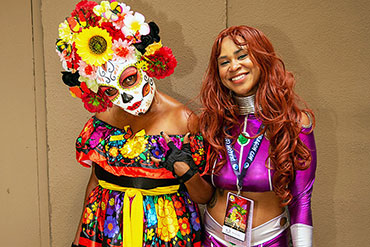 Colorful Masquerade and Superhero Redhead