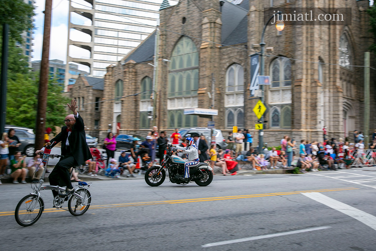 Excited Bicyclist at Dragon Con Parade